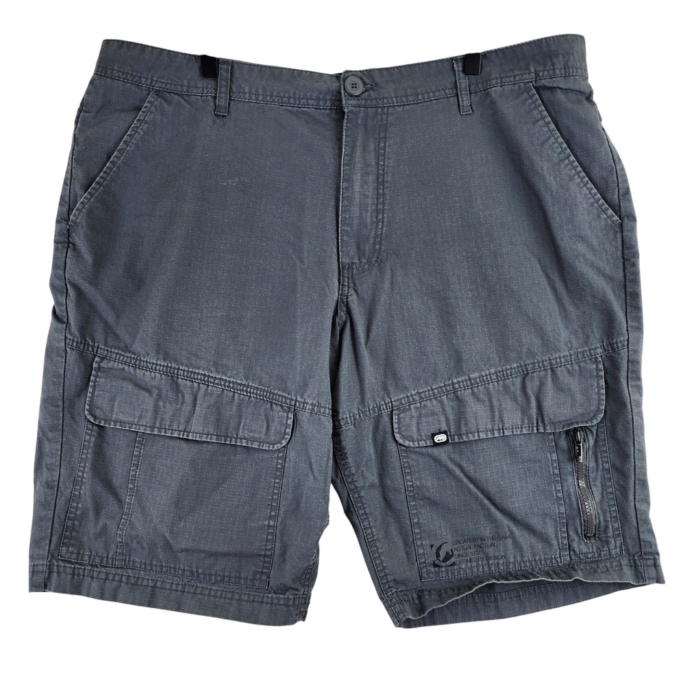 Ecko Unltd Cargo Shorts Mens 40 Gray Ripstop Utility Streetwear